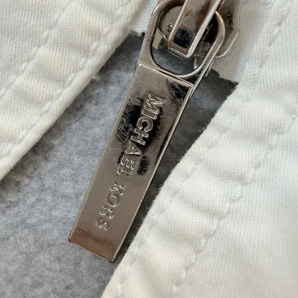 Michael Kors White Utility Jacket‎ Women's Size 4 Zip Front Cotton Stretch